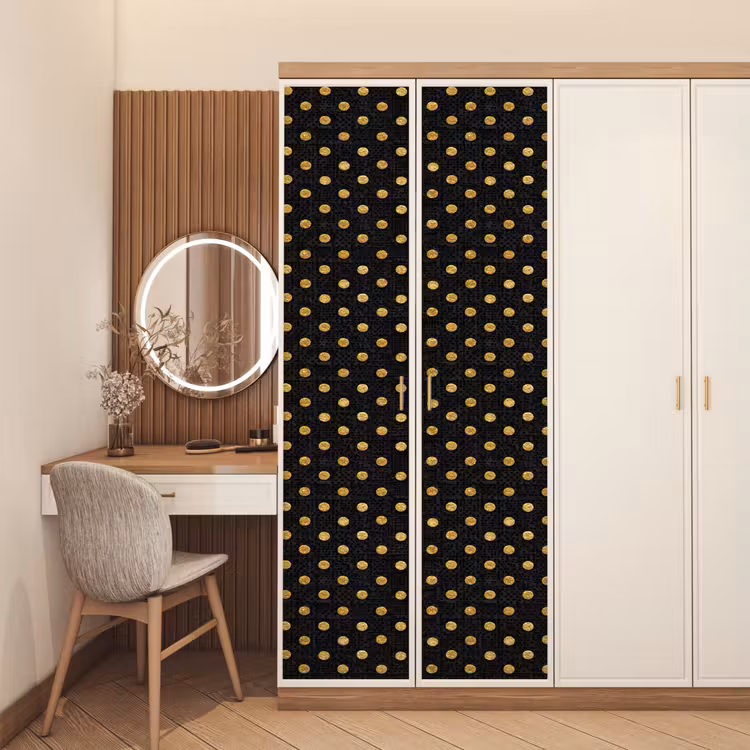 Deursticker - Polka Dot - Stippen - Goud - Zwart — 5