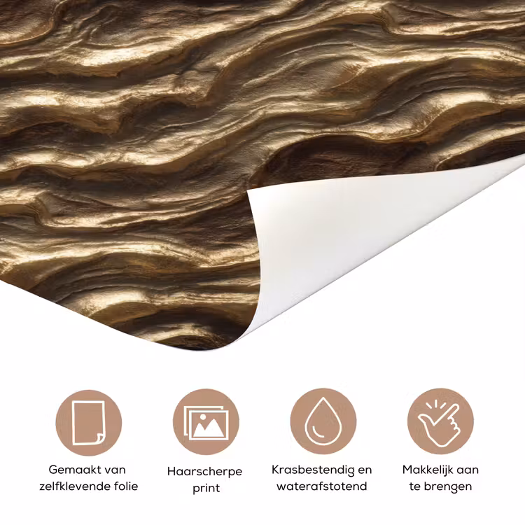Deursticker - Reliëf - Golven - Abstract - Bronsgoud — 3
