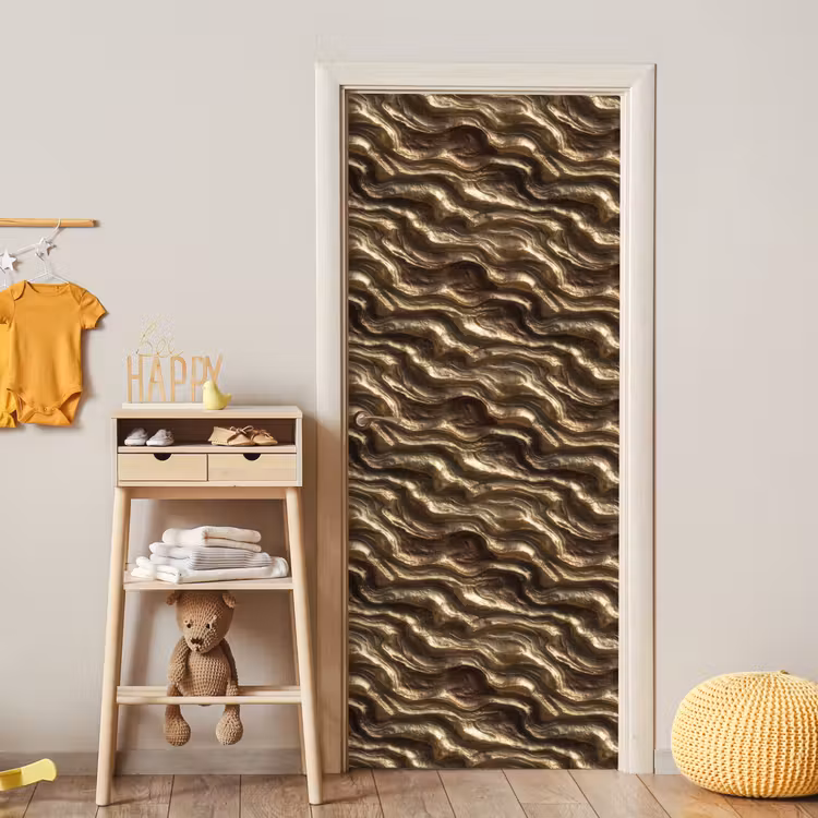 Deursticker - Reliëf - Golven - Abstract - Bronsgoud — 6