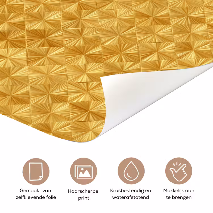 Deursticker - Tegels - Geometrisch - Reliëf - Goud — 3