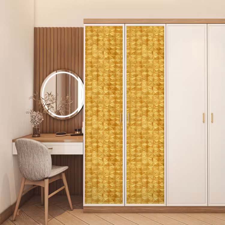 Deursticker - Tegels - Geometrisch - Reliëf - Goud — 5