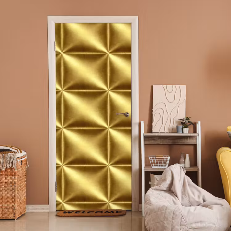 Deursticker - Textuur - Geborsteld Goud - Industrieel - Metallic — 2