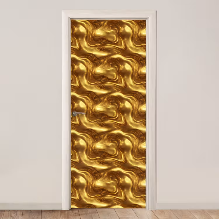 Deursticker - Textuur - Vloeibaar - Organisch - Goud — 1