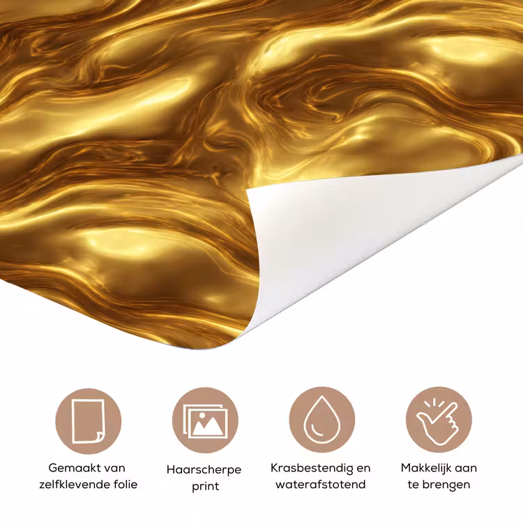 Deursticker - Textuur - Vloeibaar - Organisch - Goud — 3