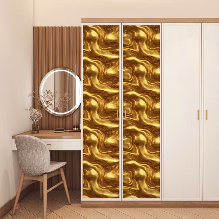 Deursticker - Textuur - Vloeibaar - Organisch - Goud — 5