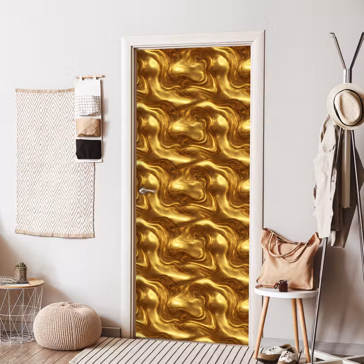 Deursticker - Textuur - Vloeibaar - Organisch - Goud — 8