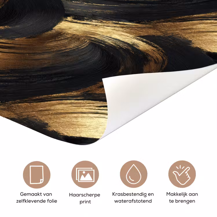 Deursticker - Verfstreken - Abstract - Goud - Zwart — 3