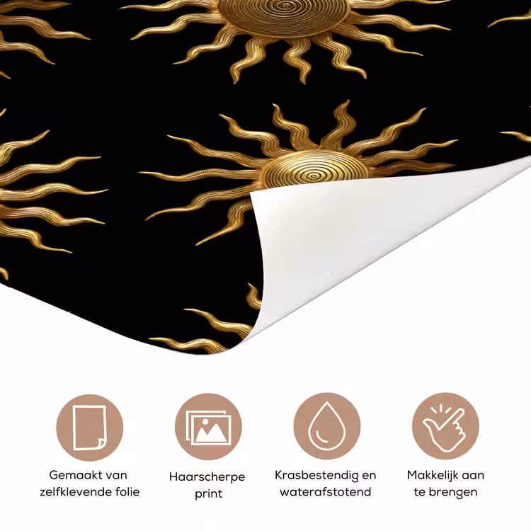 Deursticker - Zon - Patroon - Luxe - Goud - Zwart — 3