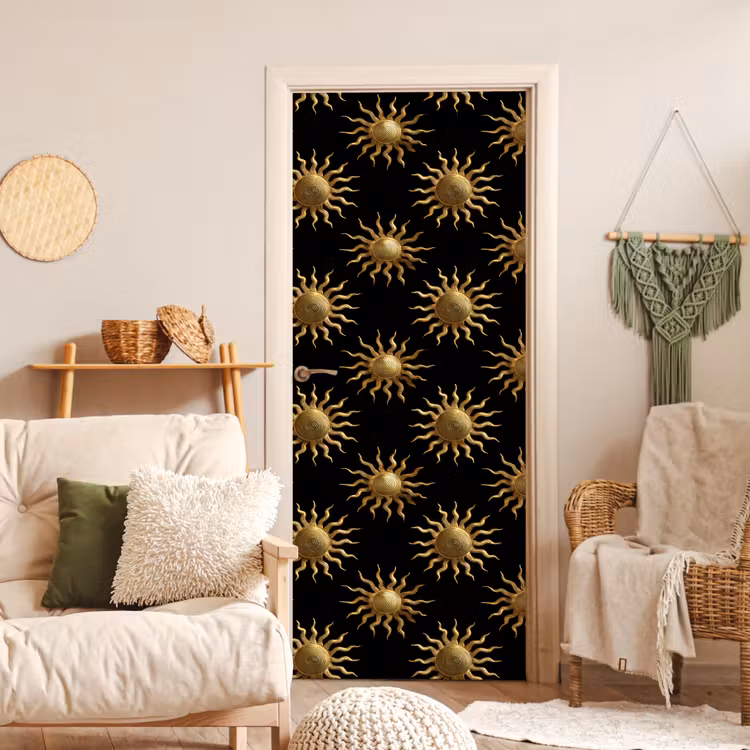 Deursticker - Zon - Patroon - Luxe - Goud - Zwart — 4