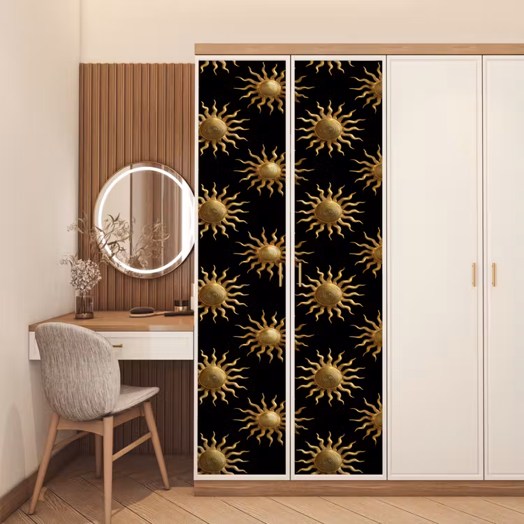 Deursticker - Zon - Patroon - Luxe - Goud - Zwart — 5