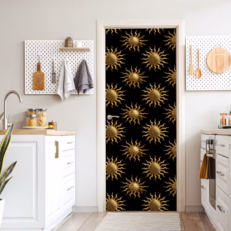 Deursticker - Zon - Patroon - Luxe - Goud - Zwart — 7
