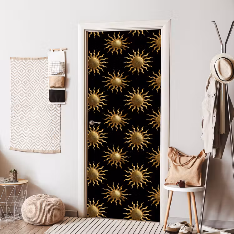 Deursticker - Zon - Patroon - Luxe - Goud - Zwart — 8