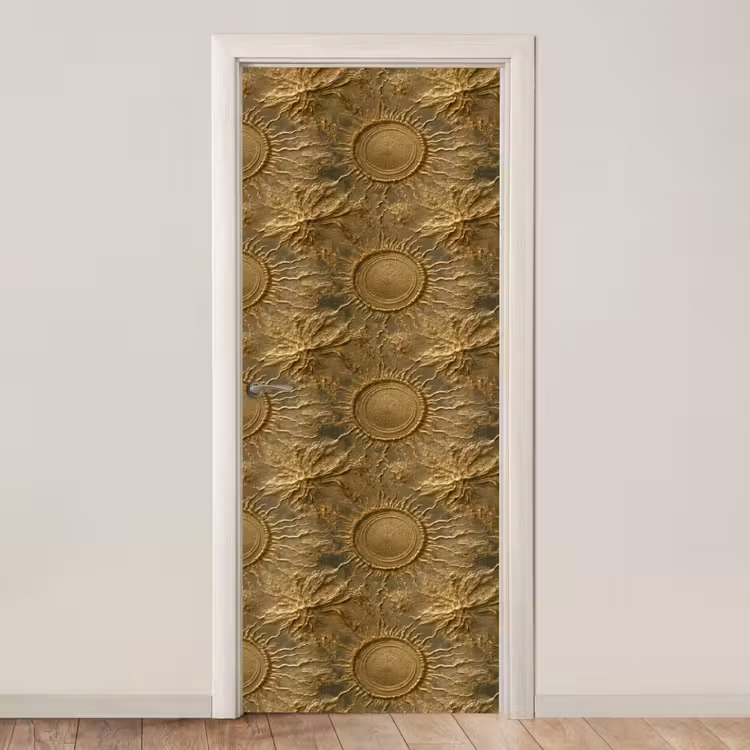 Deursticker - Zon - Reliëf - Antiek - Goud — 1