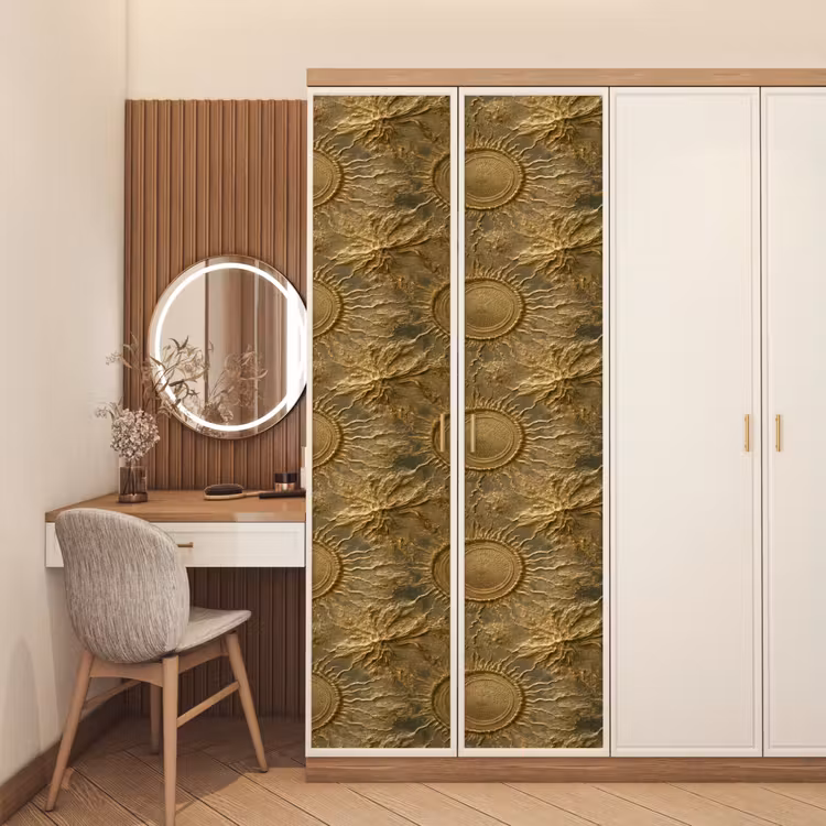 Deursticker - Zon - Reliëf - Antiek - Goud — 5