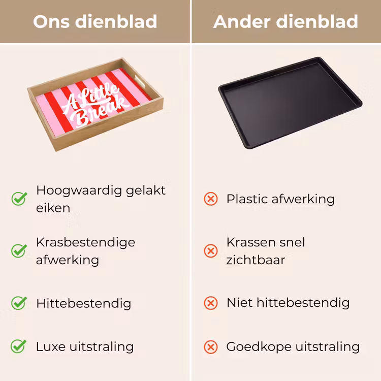 Dienblad - A Little Break - Strepen - Rood - Roze — 3