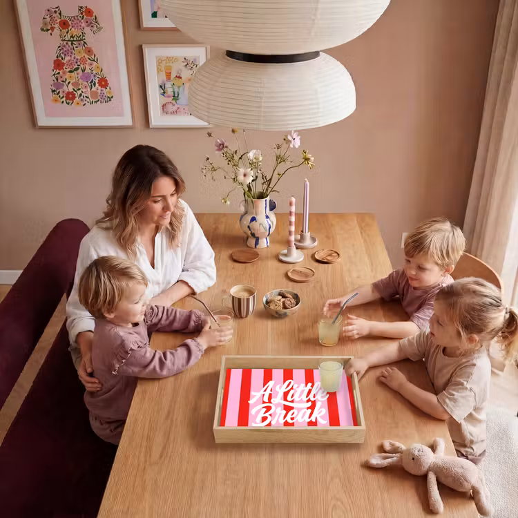 Dienblad - A Little Break - Strepen - Rood - Roze — 7