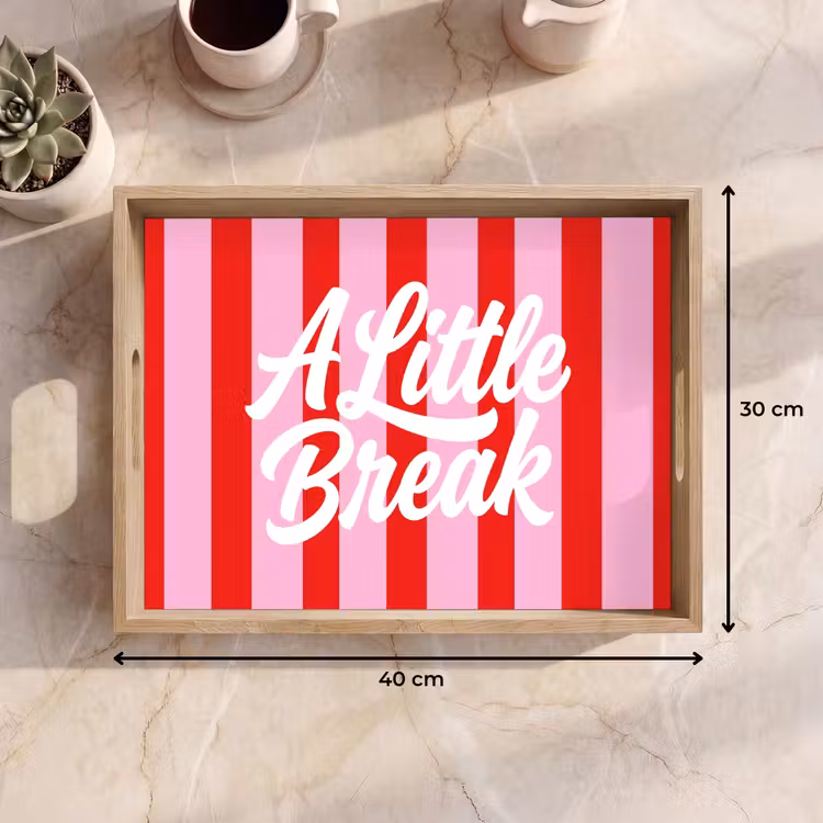 Dienblad - A Little Break - Strepen - Rood - Roze — 9