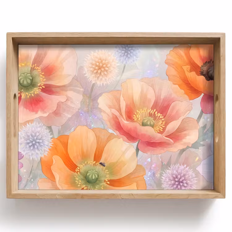 Dienblad - Bloemen - Aquarel - Natuur - Modern - Kleurrijk — 1