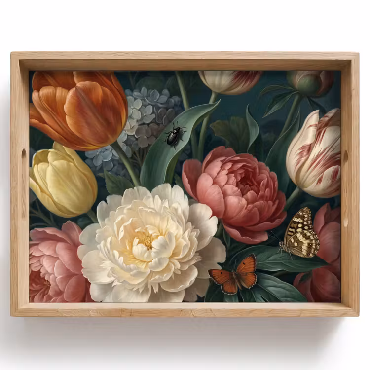 Dienblad - Bloemen - Boeket - Natuur - Klassiek - Donker — 1