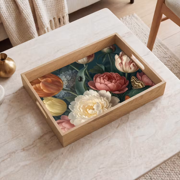 Dienblad - Bloemen - Boeket - Natuur - Klassiek - Donker — 2