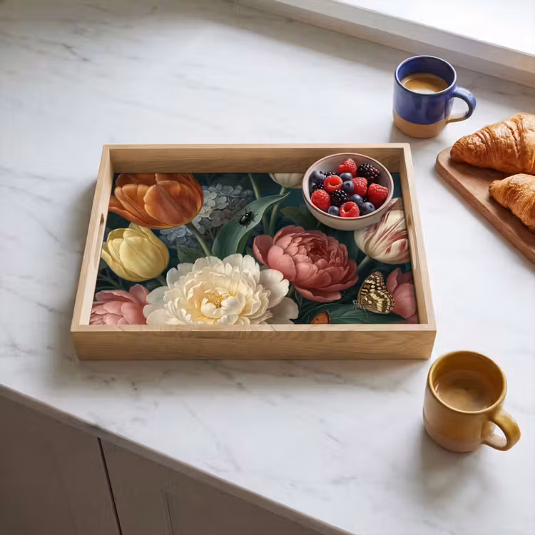 Dienblad - Bloemen - Boeket - Natuur - Klassiek - Donker — 4