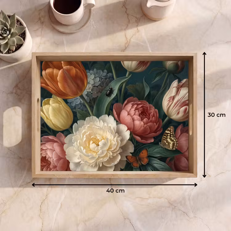 Dienblad - Bloemen - Boeket - Natuur - Klassiek - Donker — 9