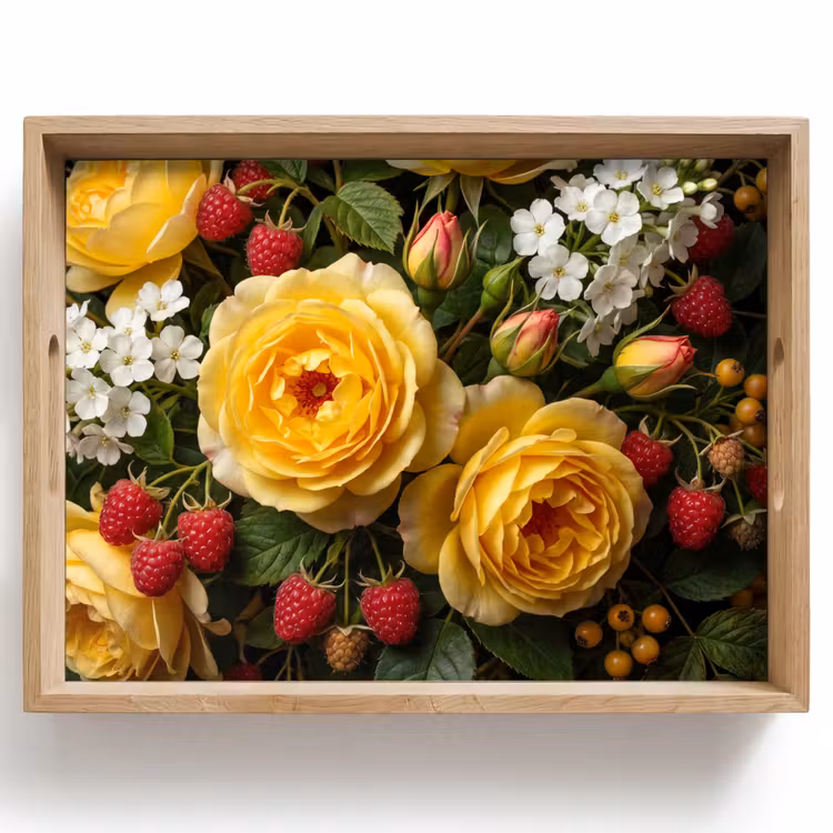 Dienblad - Bloemen - Boeket - Natuur - Klassiek - Geel — 1