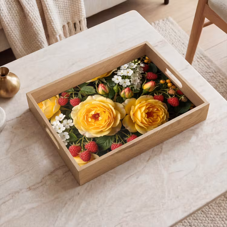 Dienblad - Bloemen - Boeket - Natuur - Klassiek - Geel — 2