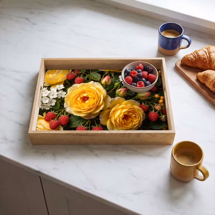Dienblad - Bloemen - Boeket - Natuur - Klassiek - Geel — 4
