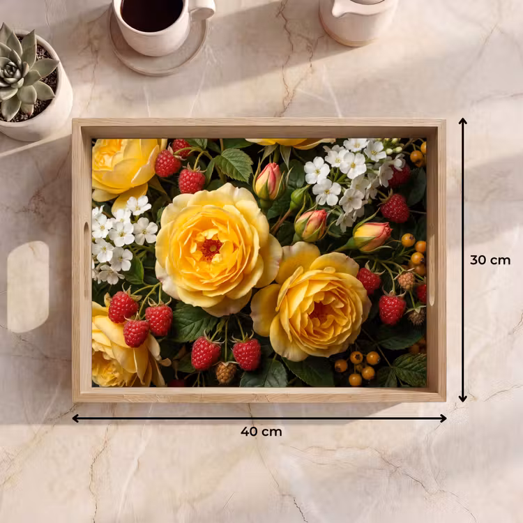 Dienblad - Bloemen - Boeket - Natuur - Klassiek - Geel — 9