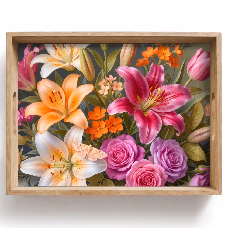 Dienblad - Bloemen - Boeket - Natuur - Kleurrijk - Modern — 1