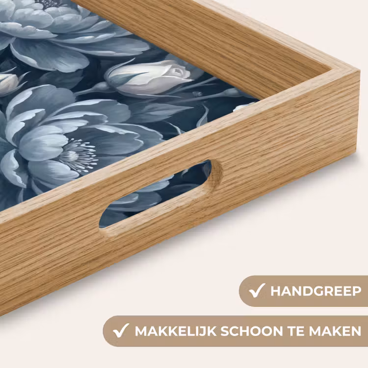 Dienblad - Bloemen - Boeket - Winter - Abstract - Blauw — 5