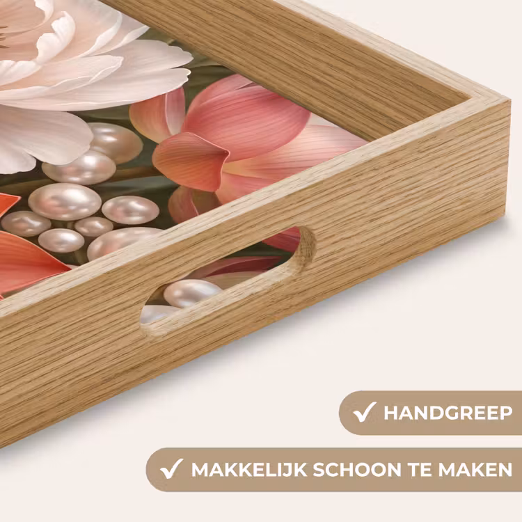 Dienblad - Bloemen - Parels - Elegant - Roze - Wit — 5