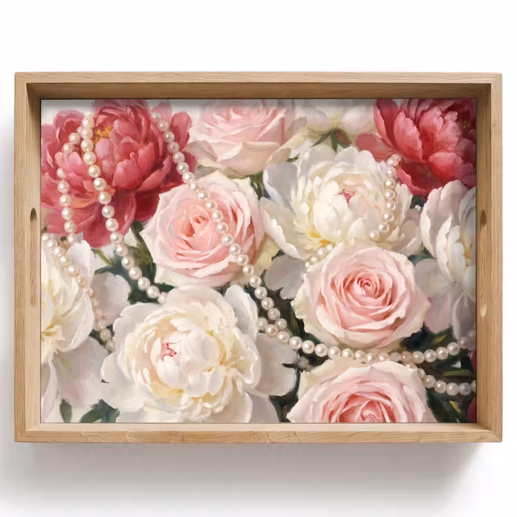 Dienblad - Bloemen - Parels - Romantiek - Klassiek - Roze — 1