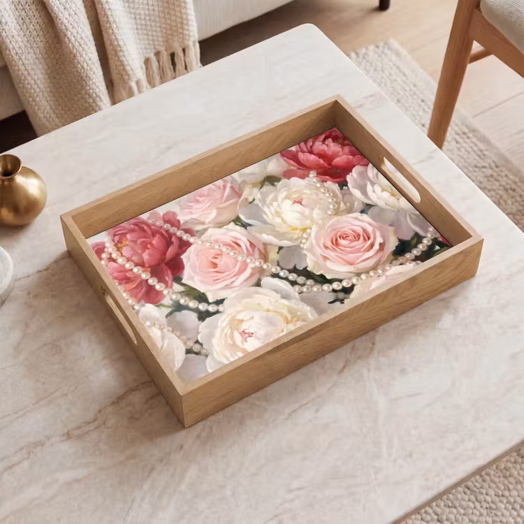 Dienblad - Bloemen - Parels - Romantiek - Klassiek - Roze — 2