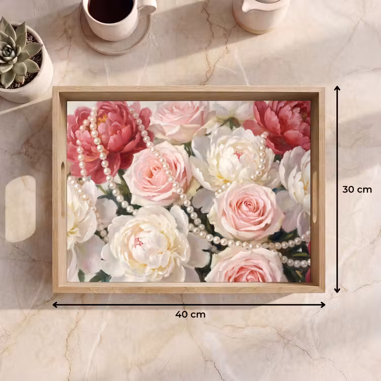 Dienblad - Bloemen - Parels - Romantiek - Klassiek - Roze — 9