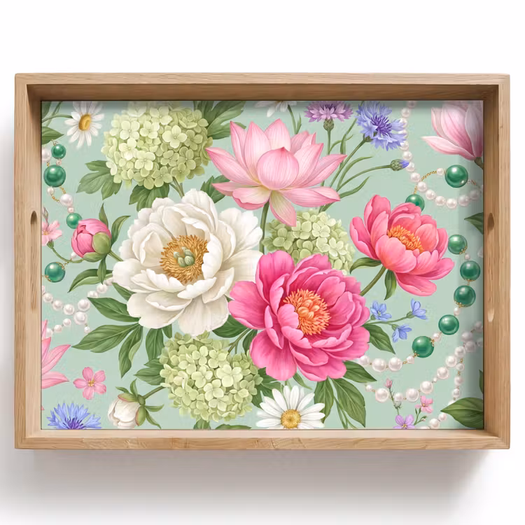 Dienblad - Bloemen - Patroon - Botanisch - Groen — 1