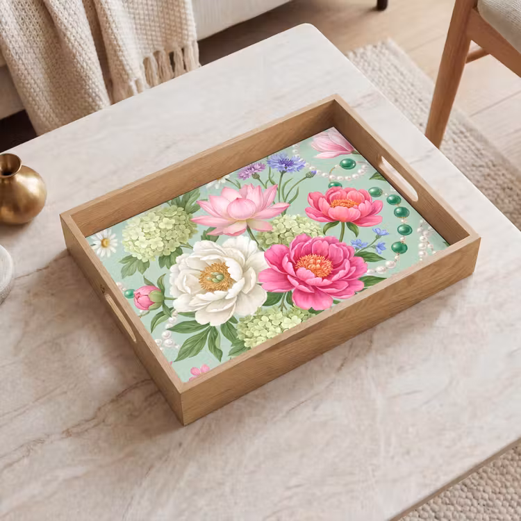 Dienblad - Bloemen - Patroon - Botanisch - Groen — 2