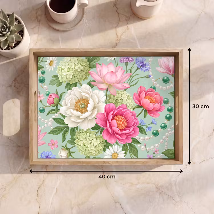 Dienblad - Bloemen - Patroon - Botanisch - Groen — 9