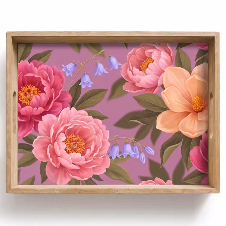 Dienblad - Bloemen - Patroon - Illustratie - Roze — 1