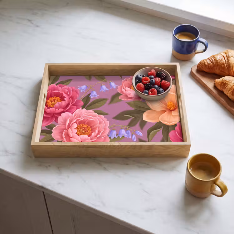 Dienblad - Bloemen - Patroon - Illustratie - Roze — 4