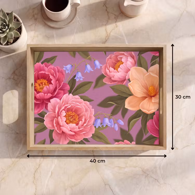 Dienblad - Bloemen - Patroon - Illustratie - Roze — 9