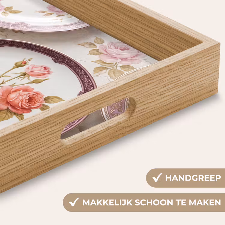 Dienblad - Bloemen - Patroon - Vintage - Roze - Decoratie — 5
