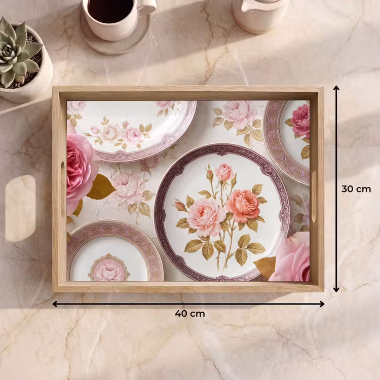 Dienblad - Bloemen - Patroon - Vintage - Roze - Decoratie — 9