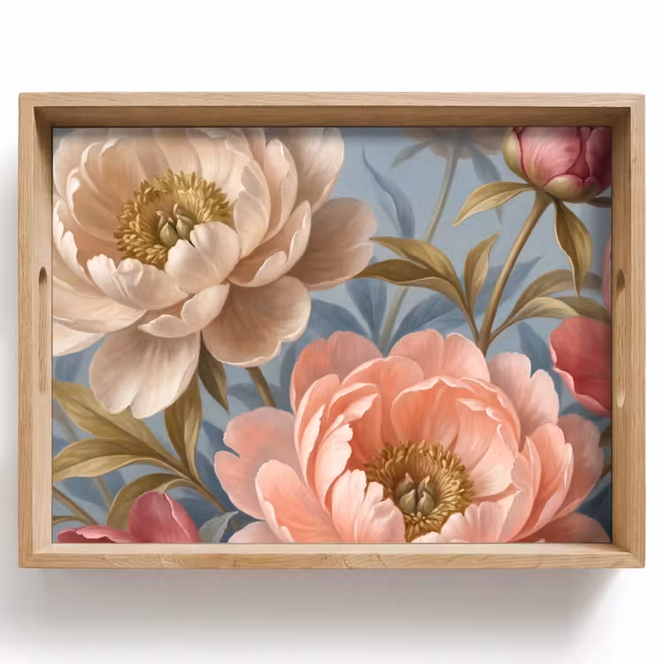 Dienblad - Bloemen - Roze - Beige - Modern - Natuur — 1