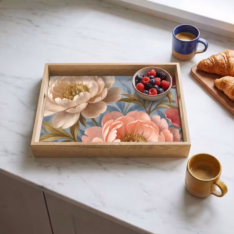 Dienblad - Bloemen - Roze - Beige - Modern - Natuur — 4