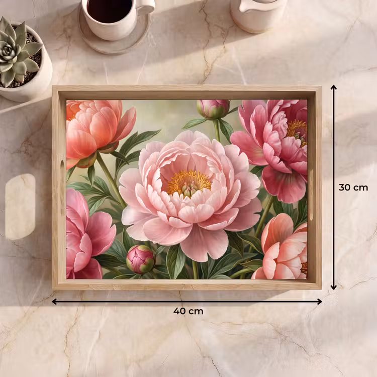 Dienblad - Bloemen - Roze - Klassiek - Gedetailleerd - Natuur — 9