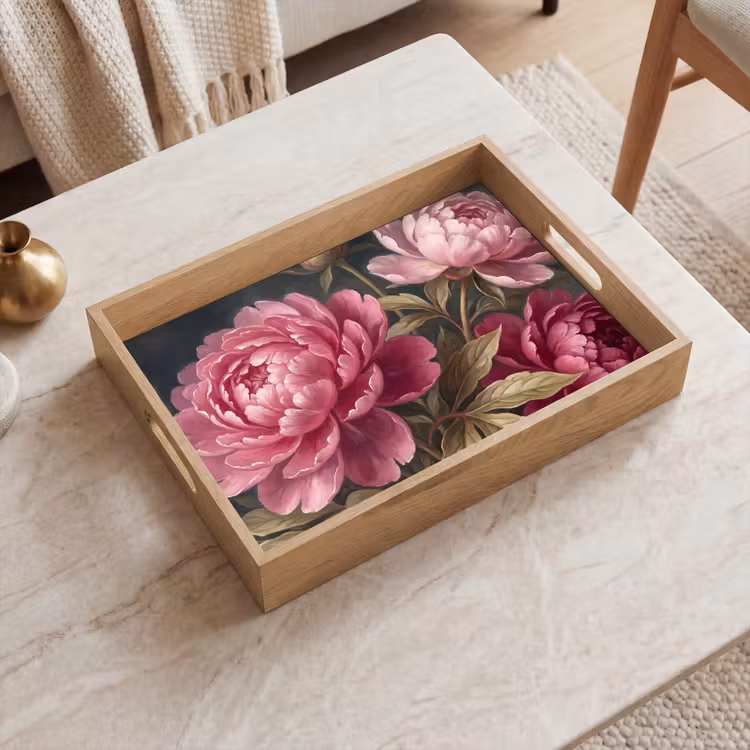 Dienblad - Bloemen - Roze - Klassiek - Natuur — 2
