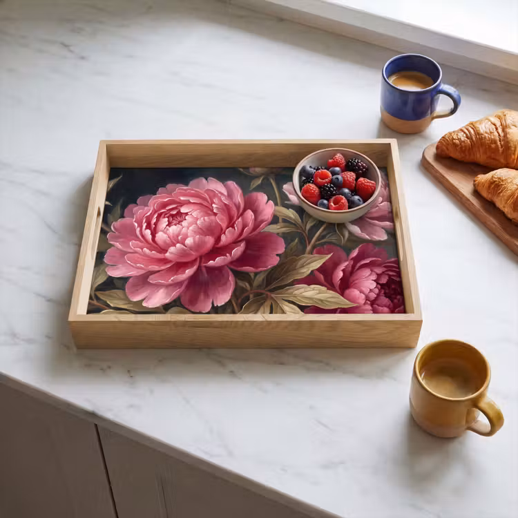 Dienblad - Bloemen - Roze - Klassiek - Natuur — 4