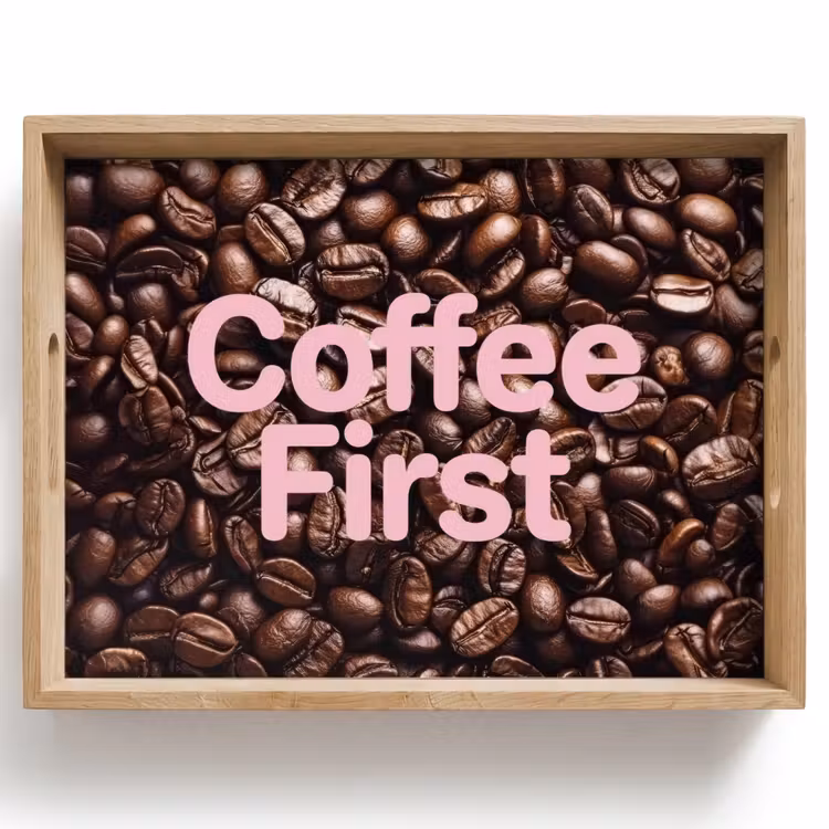 Dienblad - Coffee First - Koffiebonen - Roze — 1